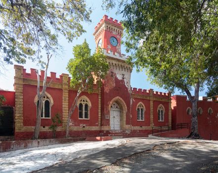 Victorian clock tower on Fort Christian in Charlotte Amalie St Thomas USVI