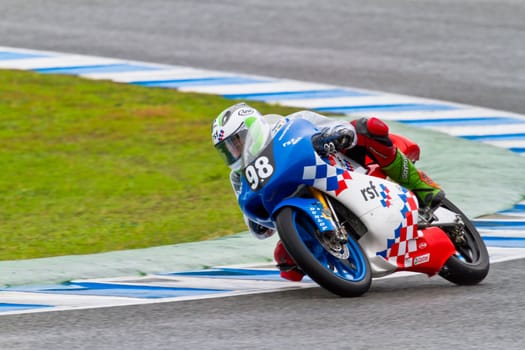 JEREZ DE LA FRONTERA, SPAIN - NOV 19: 125cc motorcyclist Wayne Ryan takes a curve in the CEV Championship race on November 19, 2011 in Jerez de la Frontera, Spain.