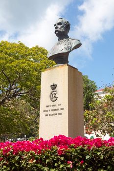 Statue and bust of King Christian IX in Emancipation Park Charlotte Amalie St Thomas