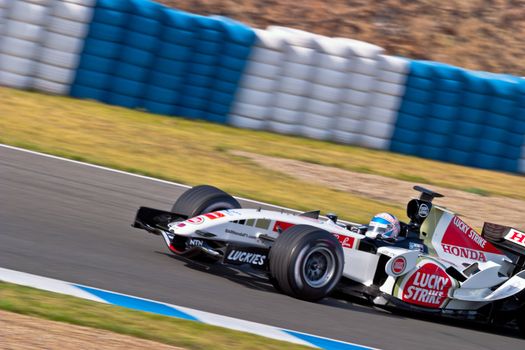 JEREZ DE LA FRONTERA, SPAIN - JUN 22: Anthony Davidson of Bar Honda F1 races on training session on  June 22 , 2005, in Jerez de la Frontera , Spain