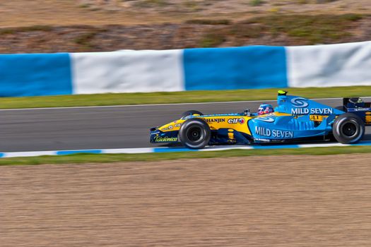 JEREZ DE LA FRONTERA, SPAIN - JUN 22: Franck Montagny of Renault F1 races on training session on  June 22 , 2005, in Jerez de la Frontera , Spain