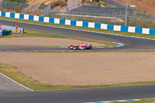 JEREZ DE LA FRONTERA, SPAIN - JUN 22: Olivier Panis of Toyota F1 races on training session on  June 22 , 2005, in Jerez de la Frontera , Spain