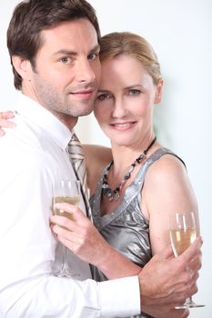 portrait of a couple with champagne