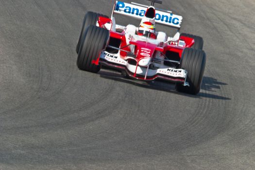 JEREZ DE LA FRONTERA, SPAIN - JUN 22: Ricardo Zonta of Toyota F1 races on training session on  June 22 , 2005, in Jerez de la Frontera , Spain