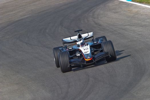 JEREZ DE LA FRONTERA, SPAIN - JUN 22: Juan Pablo Montoya of McLaren Mercedes F1 races on training session on  June 22 , 2005, in Jerez de la Frontera , Spain