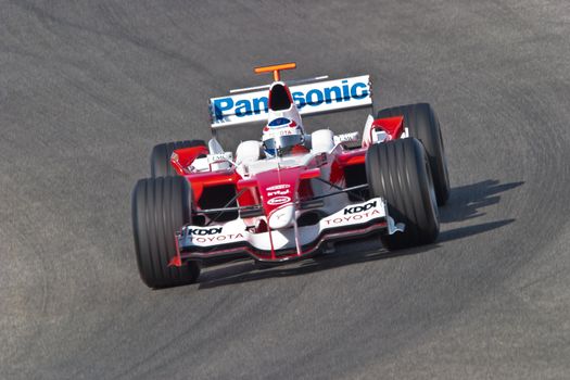 JEREZ DE LA FRONTERA, SPAIN - JUN 22: Olivier Panis of Toyota F1 races on training session on  June 22 , 2005, in Jerez de la Frontera , Spain