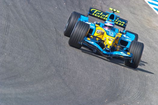 JEREZ DE LA FRONTERA, SPAIN - JUN 22: Franck Montagny of Renault F1 races on training session on  June 22 , 2005, in Jerez de la Frontera , Spain