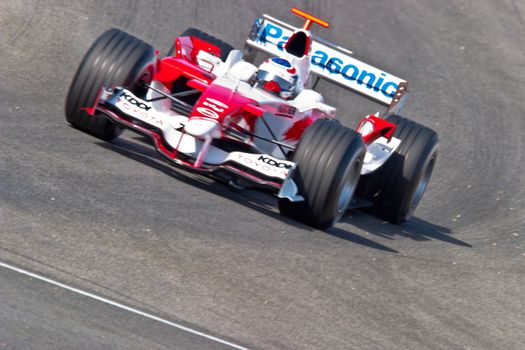 JEREZ DE LA FRONTERA, SPAIN - JUN 22: Olivier Panis of Toyota F1 races on training session on  June 22 , 2005, in Jerez de la Frontera , Spain