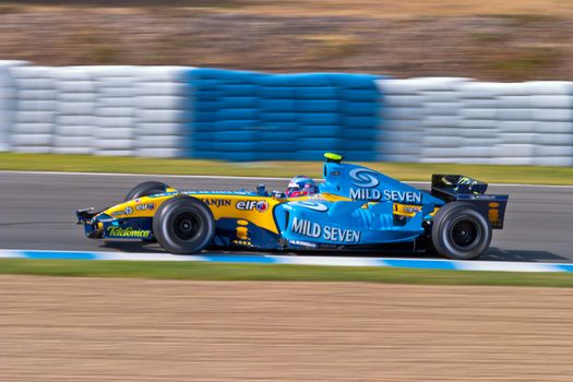 JEREZ DE LA FRONTERA, SPAIN - JUN 22: Franck Montagny of Renault F1 races on training session on  June 22 , 2005, in Jerez de la Frontera , Spain