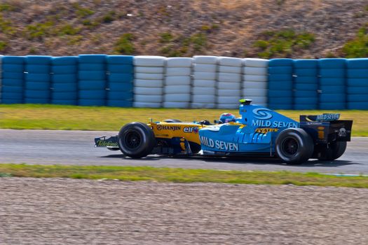 JEREZ DE LA FRONTERA, SPAIN - JUN 22: Franck Montagny of Renault F1 races on training session on  June 22 , 2005, in Jerez de la Frontera , Spain