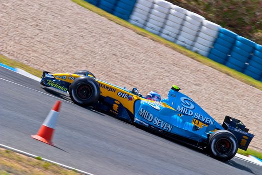 JEREZ DE LA FRONTERA, SPAIN - JUN 22: Franck Montagny of Renault F1 races on training session on  June 22 , 2005, in Jerez de la Frontera , Spain