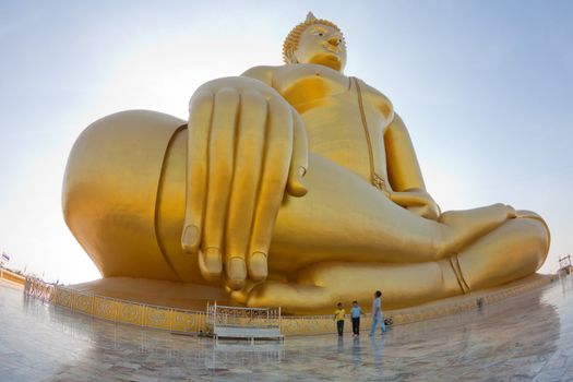 Golden Big buddha statue at day in thailand