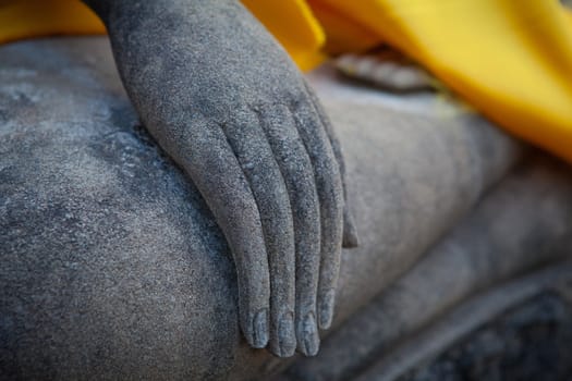 Buddha Close Up Hand in Wat Yai Chaimongkol Ayutthaya, Thailand