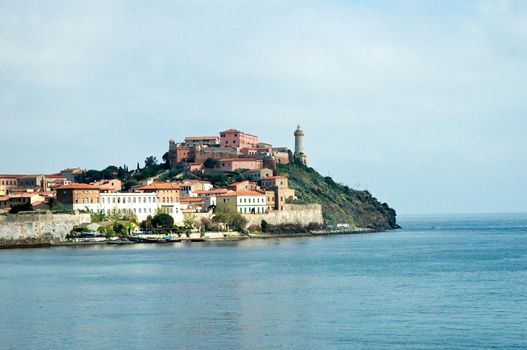 an overview of Portoferraio from the sea