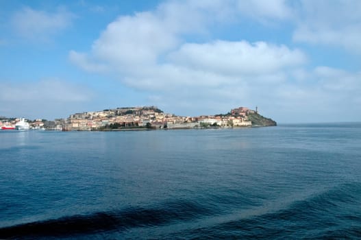 an overview of Portoferraio from the sea