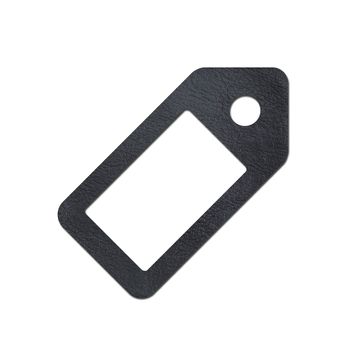 A leather tag isolated against a white background