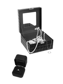 A jewellery box isolated against a white background