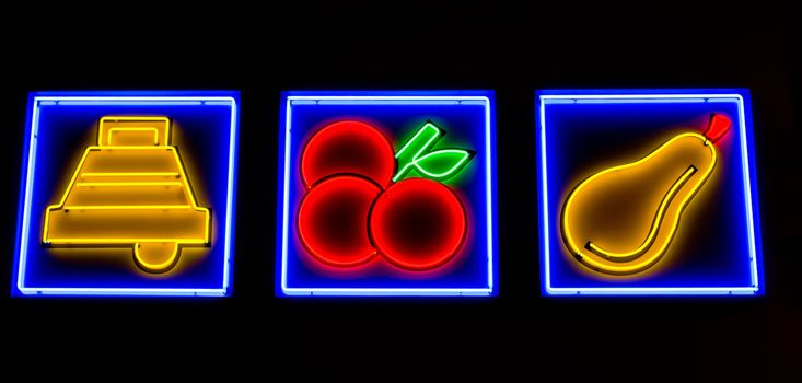 illuminated icons symbolizing slot machine options