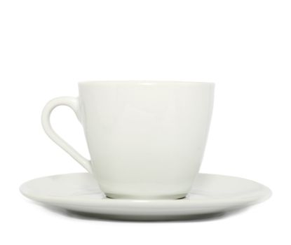 Cup and saucer on white background