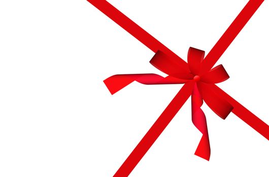 Gift red ribbon and bow isolated on white