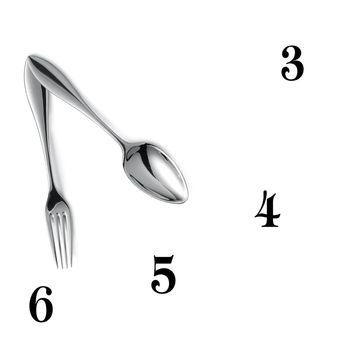 Clock made of spoon and fork isolated