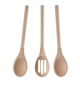 Wooden cooking utensils isolated