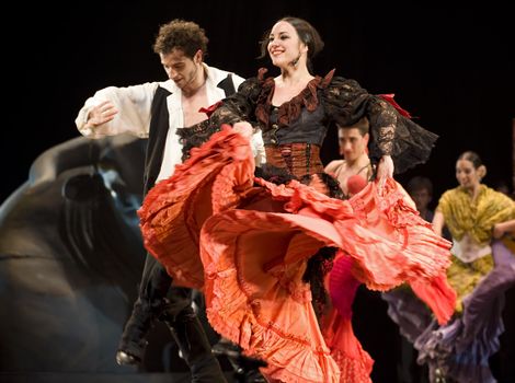 CHENGDU - DEC 28: The Ballet Troupe of Spanish Rafael Aguilar(Ballet Teatro Espanol de Rafael Aguilar) perform the best Flamenco Dance Drama "Carmen" at JINCHEN theater DEC 28, 2008 in Chengdu, China.