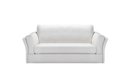 Image of a modern white leather sofa isolated