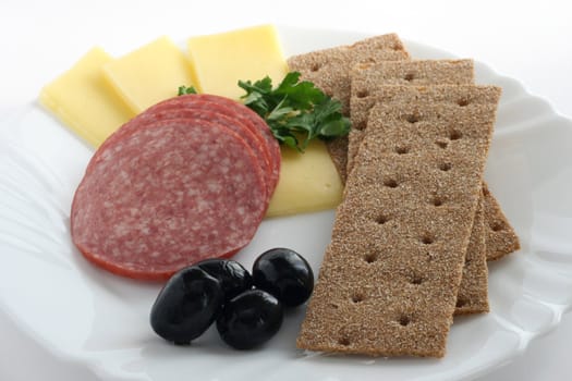 toasts with salami and cheese