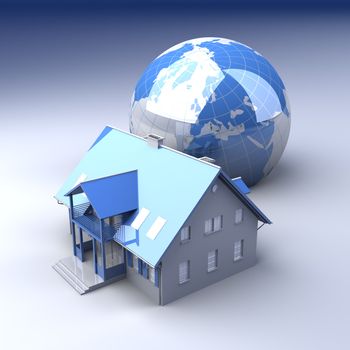 Real estate arround the World. 3D rendered Illustration. 