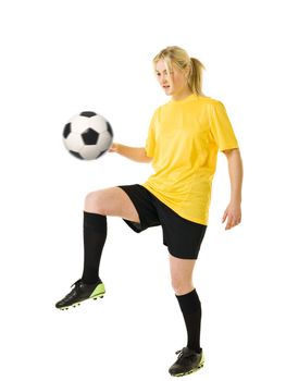 Soccer Woman isolated on white background