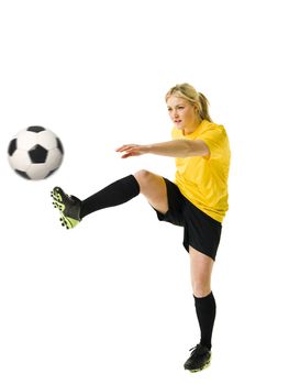 Soccer Woman isolated on white background