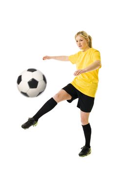 Soccer Woman isolated on white background