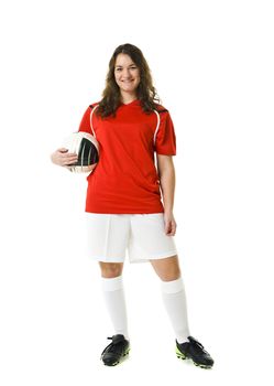 Soccer Woman isolated on white background