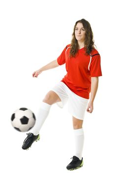 Soccer Woman isolated on white background