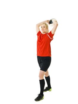 Soccer Woman isolated on white background