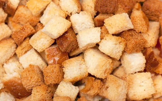 A heap of dried bread pieces