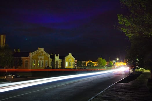 Traffic in the city by night