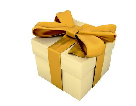 Gift box with a big bow isolated on white background.