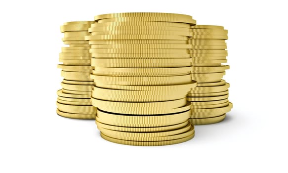 A stack of coins isolated on white background