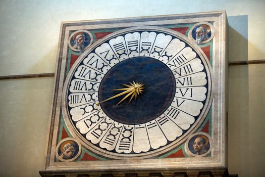 Florence - Duomo interior. Huge clock decorated by Paolo Uccello.