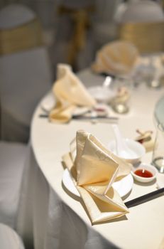 Chinese banquet wedding table setting, shallow depth of field