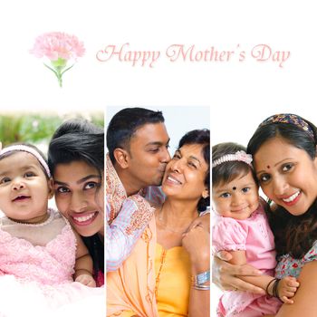 Happy Mothers Day collection. Asian Indian mother and child collection. 