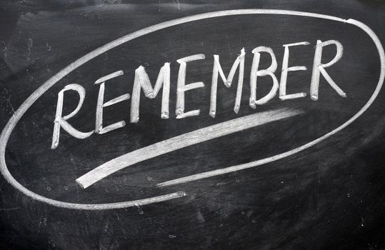 Remember word written with chalk on a blackboard