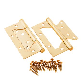 Simple door hinges isolated over white background