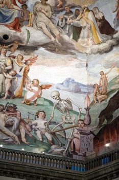Florence - Duomo .The Last Judgement. Inside the cupola: 3600 m2 of frescoes, created by Giorgio Vasari and Federico Zuccari, who worked there from 1572 to 1579.
