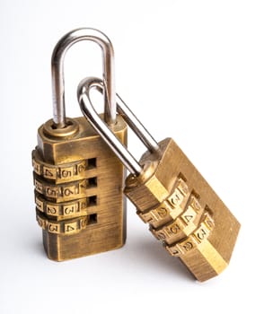Related Pair of golden code master key, isolated