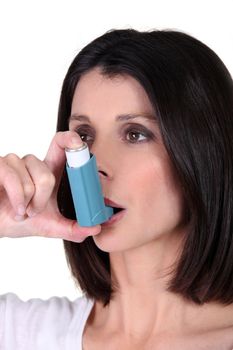 Woman with an inhaler