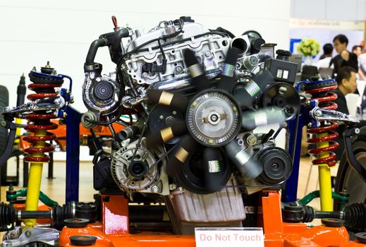 NONTHABURI,THAILAND - DECEMBER 3,2011:Car frame and Engine on Display at Thailand International Motor Expo 2011 ,December 3 in Nonthaburi, Thailand