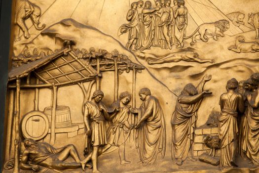 Florence - Baptistery , Panel of the Door of Paradise - The drunkenness of Noah